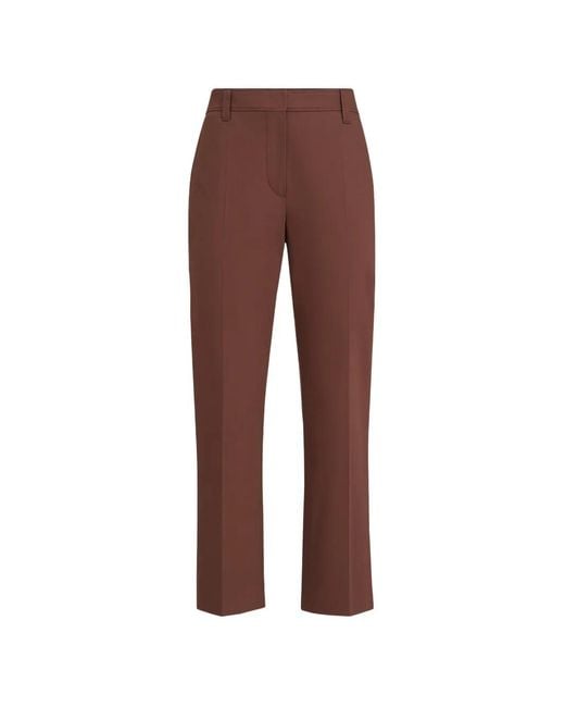 Brunello Cucinelli Brown Pantalon De Cigarette En Twill De Coton Stretch Avec Monili