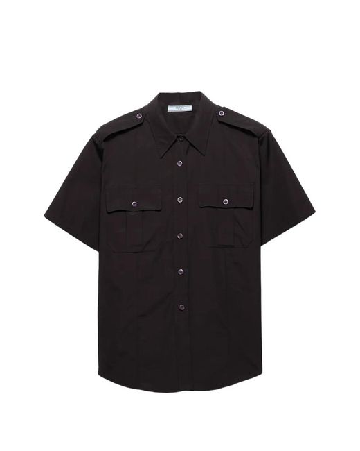 Prada Black Short-Sleeved Poplin Shirt