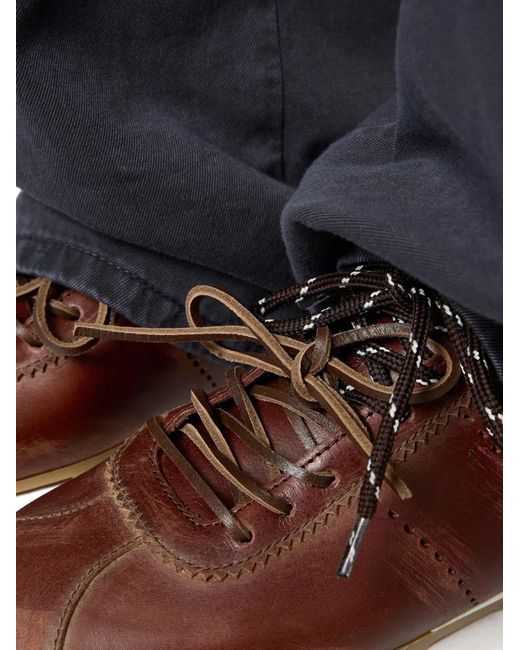 Miu Miu Brown Plume Leather Sneakers