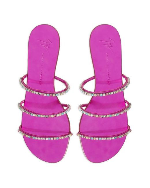 Giuseppe Zanotti Pink Dark Colorful Rhinestone-embellished Sandals