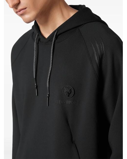 Philipp Plein Black Logo-Patch Hoodie for men