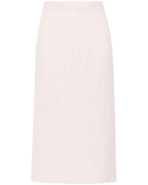 Fabiana Filippi White Sequin-Detail Open-Knit Skirt