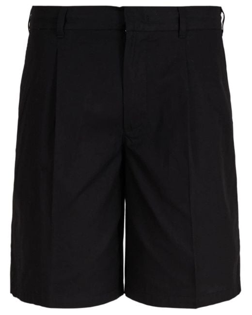 Emporio Armani Black Wide-leg Cotton Shorts for men