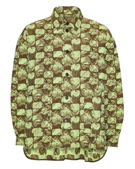 メンズ Henrik Vibskov チェッカー シャツ Green