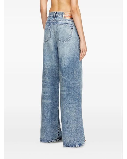 DIESEL Blue Straight-Cut Classic Denim Jeans With Subtle Stitc