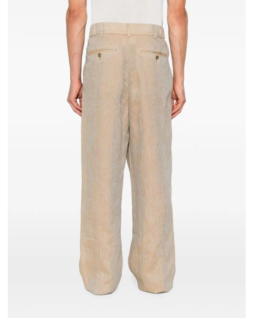 Giorgio Armani White Pleated Wide-Leg Trousers for men