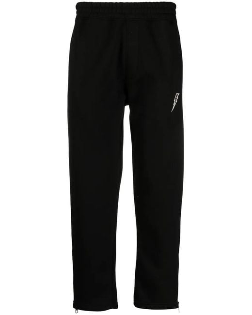 Neil Barrett Black Embroidered-Logo Jogging Trousers for men
