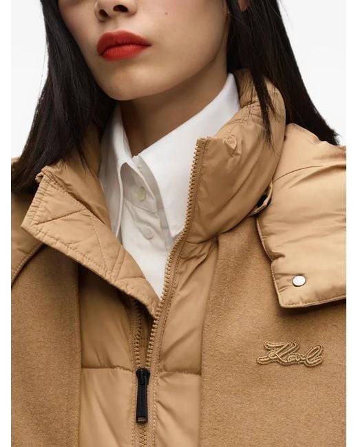 Karl Lagerfeld Natural Belted Long Puffer Jacket