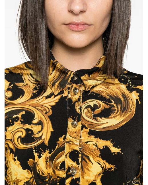 Versace Jeans Couture Black Barocco-Print Shirt