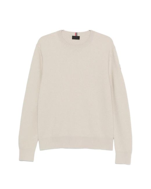 Moncler White Logo-Patch Waffle-Knit Sweater for men