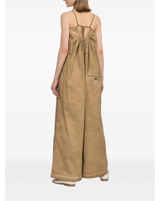 Uma Wang Natural Washed-Effect Wide-Leg Jumpsuit