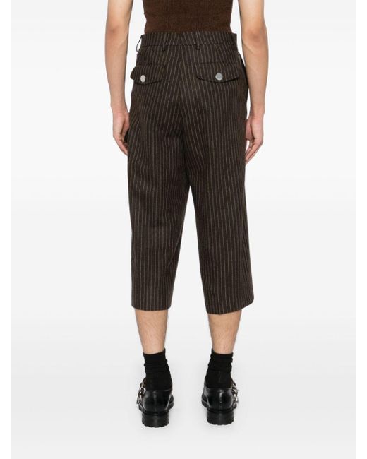 AMI Gray Striped Cropped Trouser for men