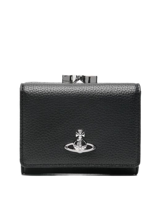 Vivienne Westwood Black Small Frame Orb-Plaque Wallet