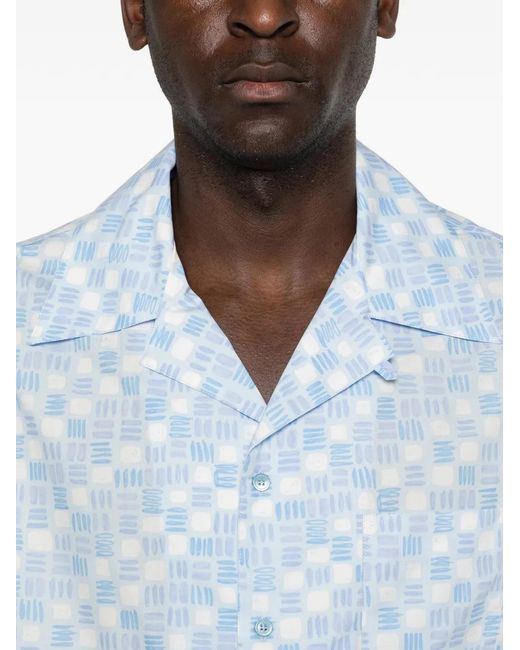 Marni Blue Buttoned Patterned Shirt for men