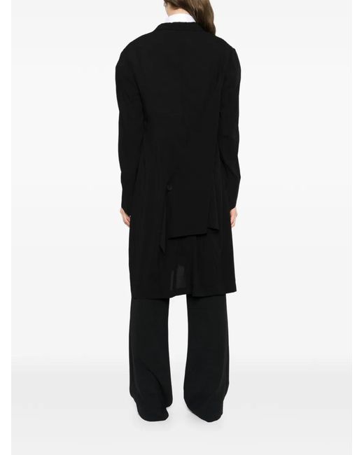 Yohji Yamamoto Black Single-Breasted Notched-Lapel Jacket