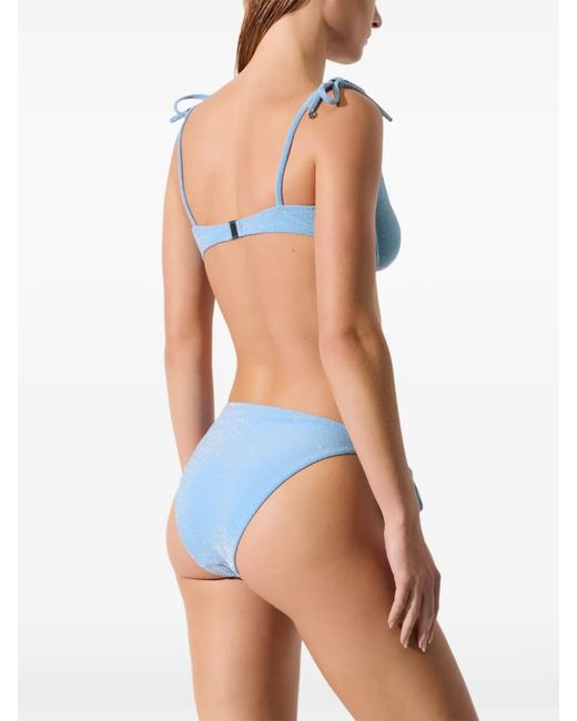 Karl Lagerfeld Blue Signature Lurex Underwire Bikini Top