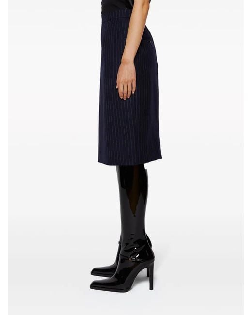 Saint Laurent Zijden Rok Met Krijtstreep in het Black