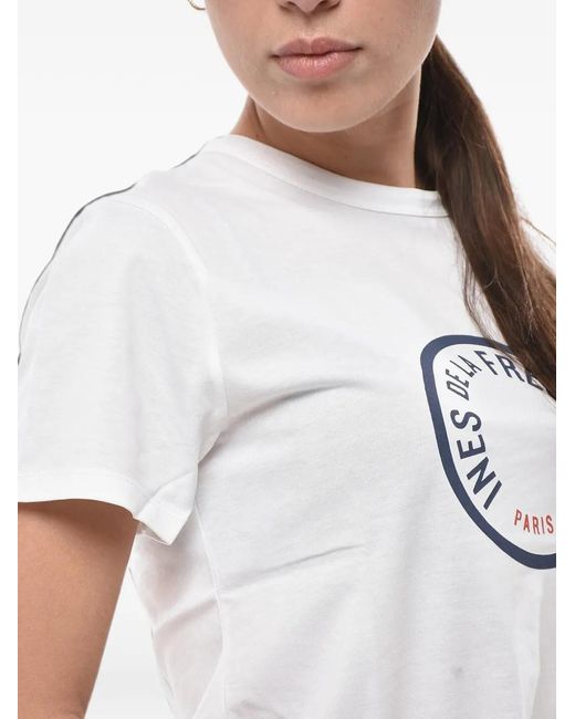 Ines De La Fressange Paris White Logo-Print Oscar T-Shirt