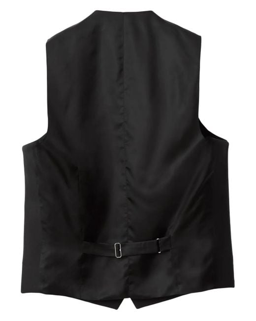 Burberry Black Wool-Silk Blend Waistcoat for men