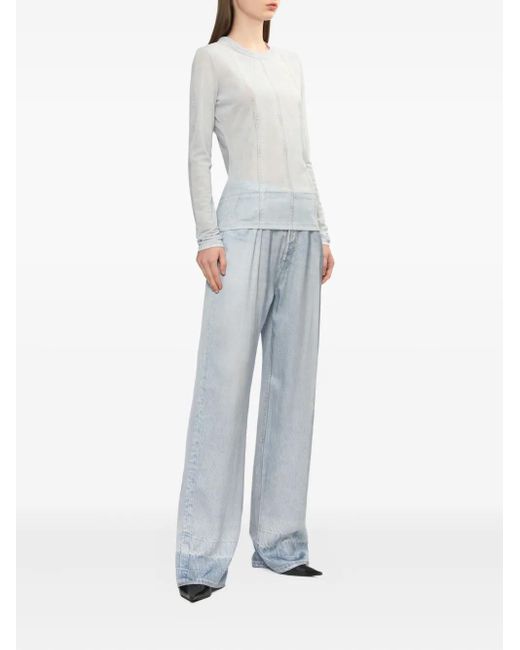 Rag & Bone White Seamed-Detail Long-Sleeve Top