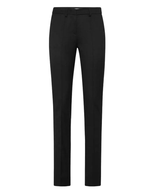 Philipp Plein Black Logo-Plaque Skinny Trousers
