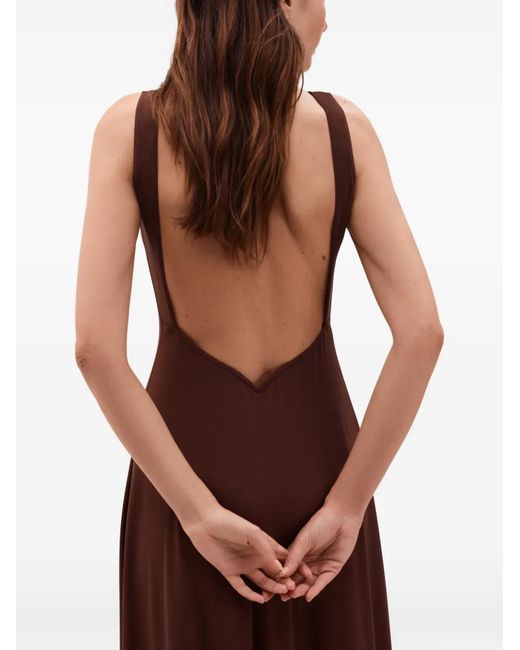 Eres Brown Sculpture Open-Back Maxi Dress