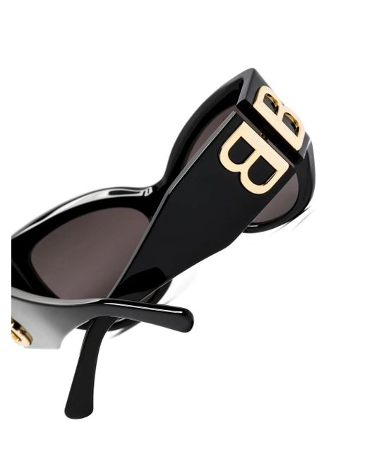 Balenciaga Black Logo-Plaque Cat-Eye Sunglasses