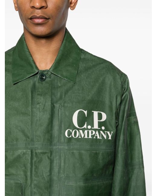 Giacca-camicia con stampa di C P Company in Green da Uomo