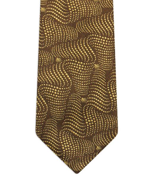 Etro White Wave-Pattern Silk Tie for men