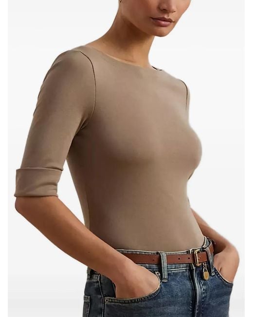 Ralph Lauren Brown Boat-Neck T-Shirt