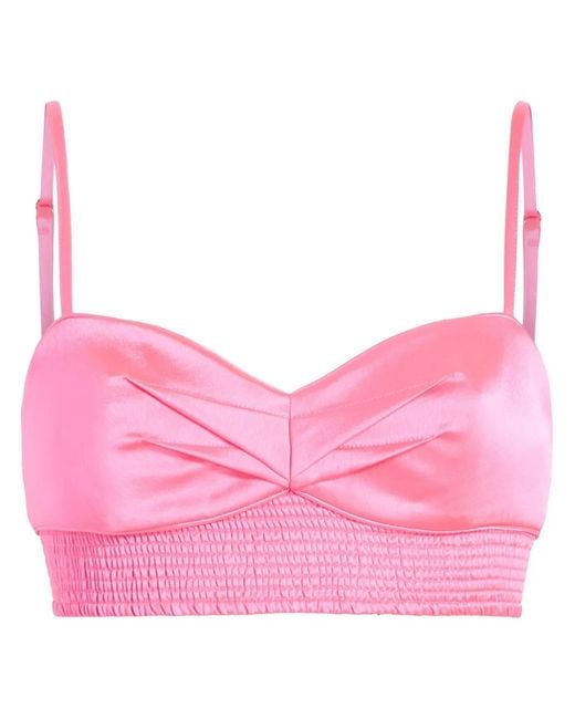 Cinq À Sept Pink Nikola Pleat-Detail Crop Top