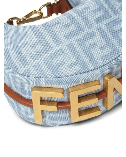Fendi Blue Graphy Logo-Lettering Mini Bag