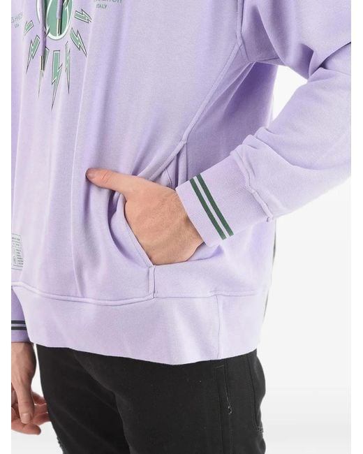 Neil Barrett Purple Logo-Print Drawstring Hoodie for men