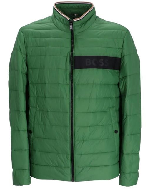 Boss Gefütterte Jacke Mit Logo-Streifen in Green für Herren
