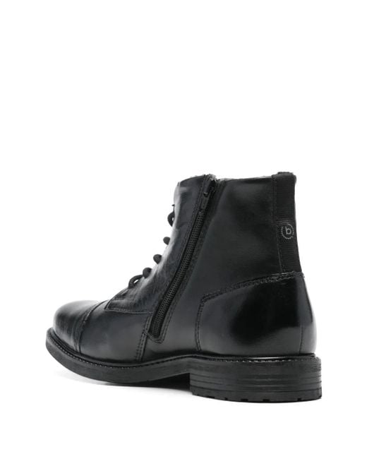 Bugatti Black Leather Ankle Boots for men