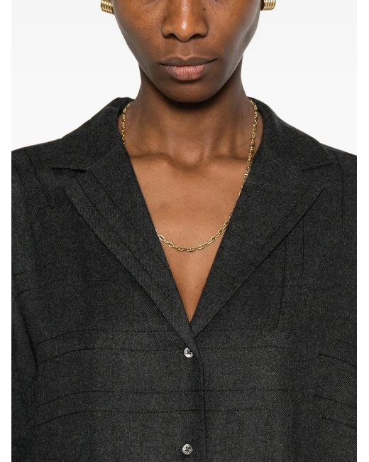 Totême Black Monogram-Pattern Flannel Shirt
