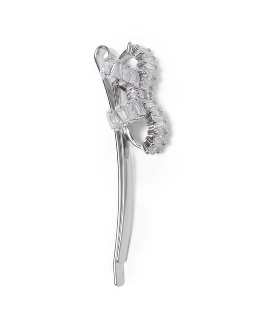 Maje White Rhinestone Bow Barrette