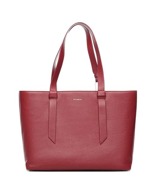 Coccinelle Red Large Malory Leather Shoulder Bag
