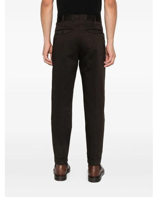 PT Torino Black Pleated Cuffed Trousers for men