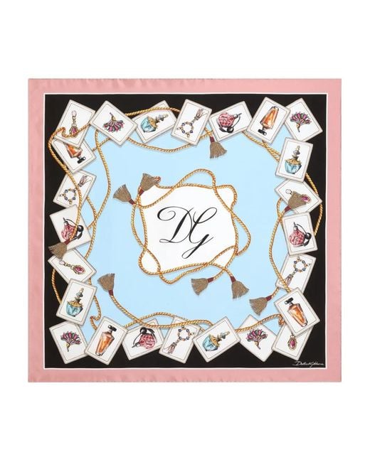 Dolce & Gabbana Blue Perfume-Print Scarf