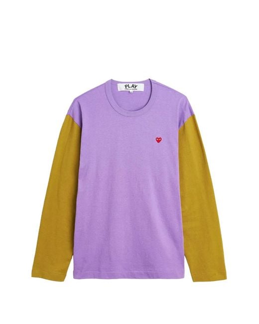 Comme des Garçons Purple Play Heart-Patch Long-Sleeves T-Shirt for men