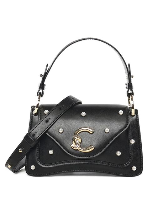 Coccinelle Black Mini C-Me Studded Leather Tote Bag