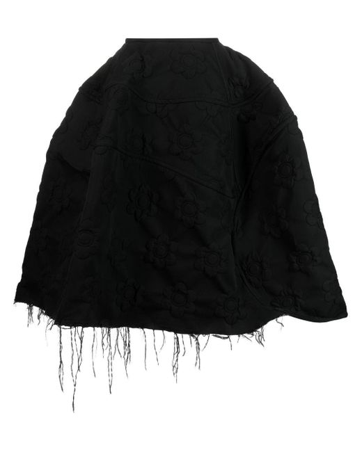Sportmax Black Debossed Floral-pattern Mini Skirt