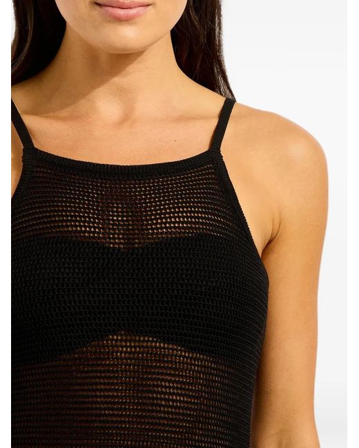 Seafolly Black Crochet-Knit Beach Maxi Dress