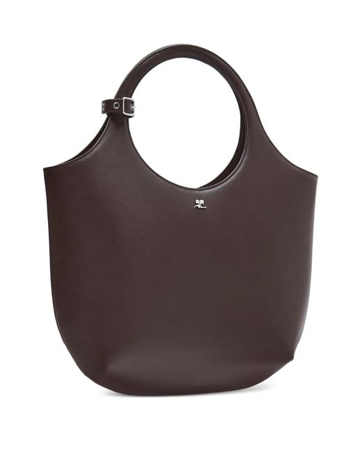Courreges Brown Medium Holy Leather Tote Bag