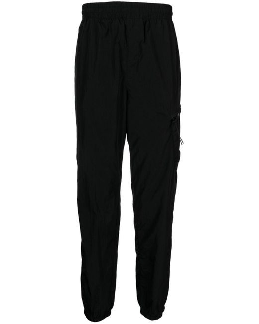 C P Company Black Elasticated Tapered-leg Trousers for men