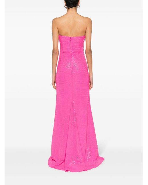 Nissa Pink Sequinned Strapless Gown