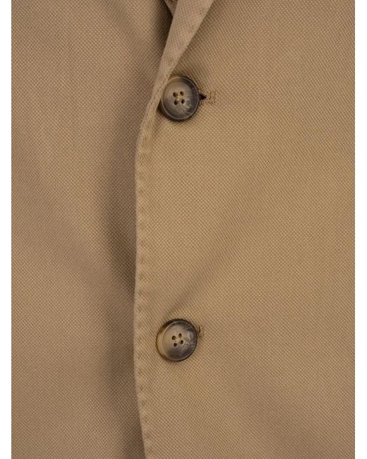 RUSSO CAPRI Natural Oxford Button Blazer for men