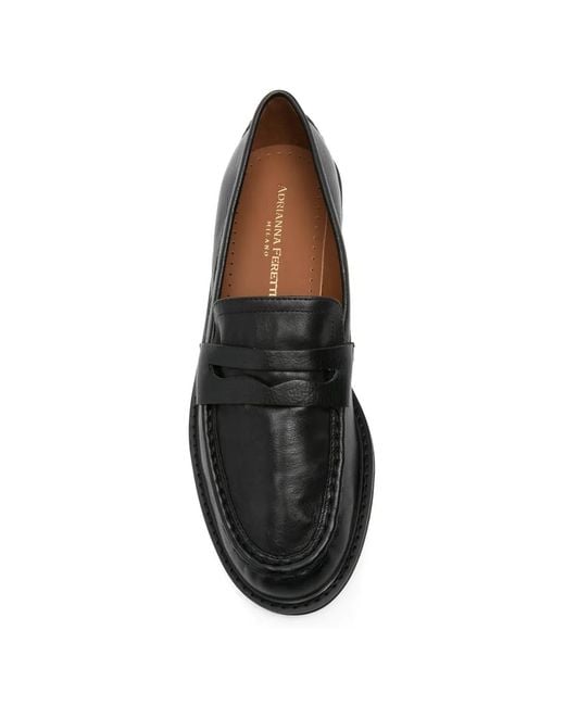 ADRIANNA FERETTI Black Strap-Detail Loafers
