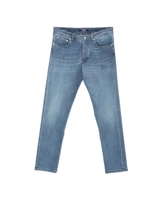 Barba Napoli Blue Faded-Effect Slim-Fit Jeans for men